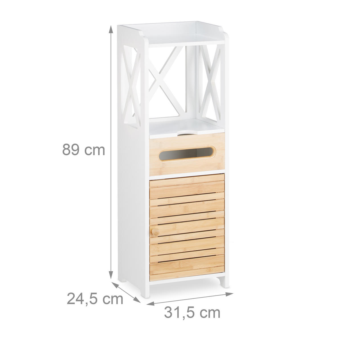 BEISTELLSCHRANK - Weiß, Holz/Holzwerkstoff (31.5/89/24.5cm) - Relaxdays