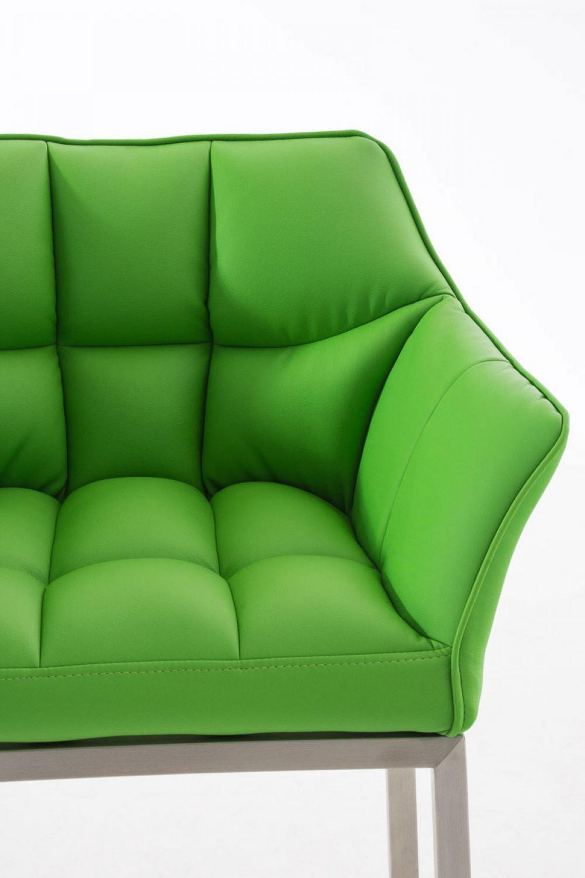 BARHOCKER Lederlook grün - Edelstahlfarben/Grün, Textil/Metall (64/110/48cm) - CLP