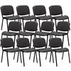 BESUCHERSTUHL 12er Set Lederlook grau - Schwarz/Grau, Textil/Metall (53/83/53cm) - CLP