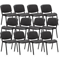 BESUCHERSTUHL 12er Set Lederlook grau - Schwarz/Grau, Textil/Metall (53/83/53cm) - CLP