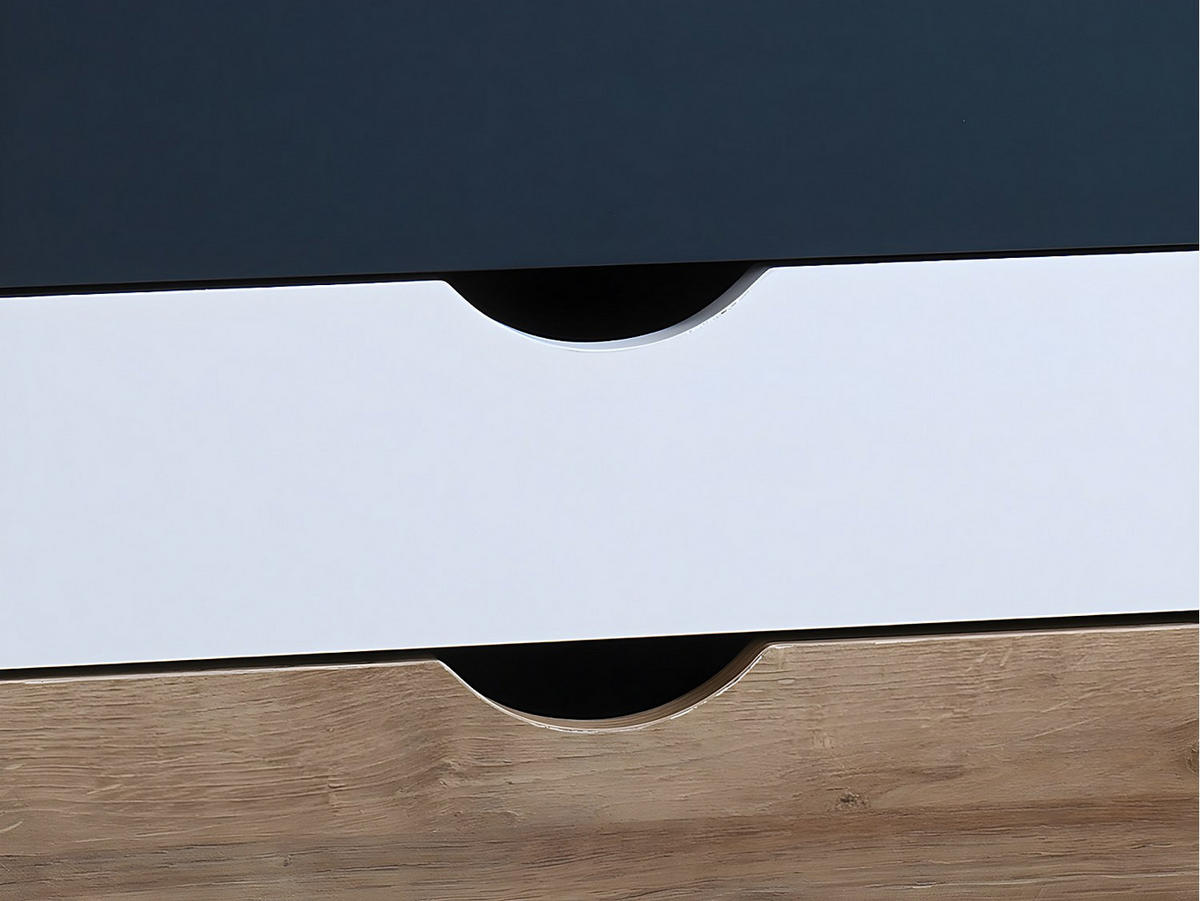 NACHTTISCH mit 3 Schubladen - Holzfarben, Weiß und Blau - LURVIA - Multicolor, Holz (45/57/40.5cm) - Vente-Unique