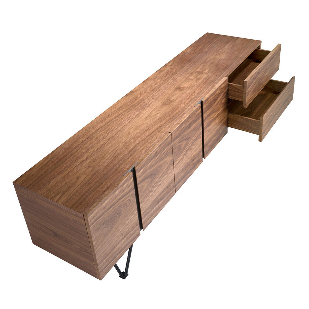 TV-ELEMENT Rechteckig Grau Walnuss Schwarz 180/42/60 cm - Walnussfarben/Schwarz, Holz (180/60/42cm) - ANGEL CERDA