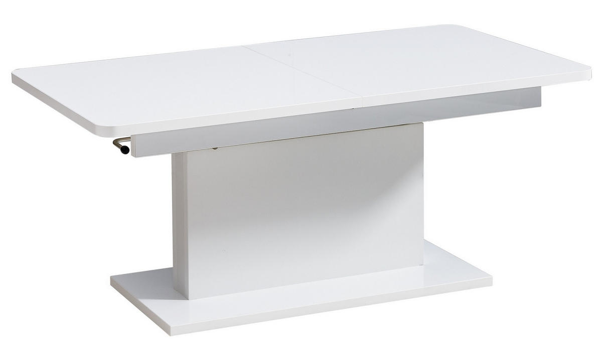 COUCHTISCH rechteckig Weiß Hochglanz 126/70/58 cm - Weiß Hochglanz, Holzwerkstoff (70/126/57cm) - designimpex