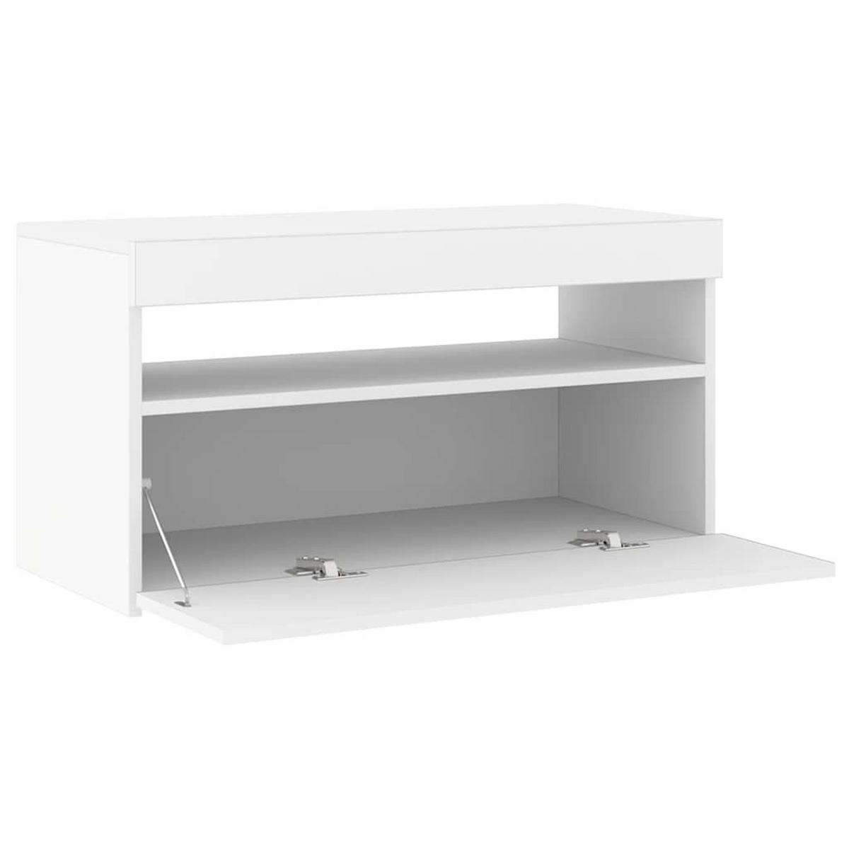 TV-SCHRANK Mit Led-Leuchten Weiss 75/35/40 Cm - Weiß, Holzwerkstoff (36.5/40/140cm) - vidaXL