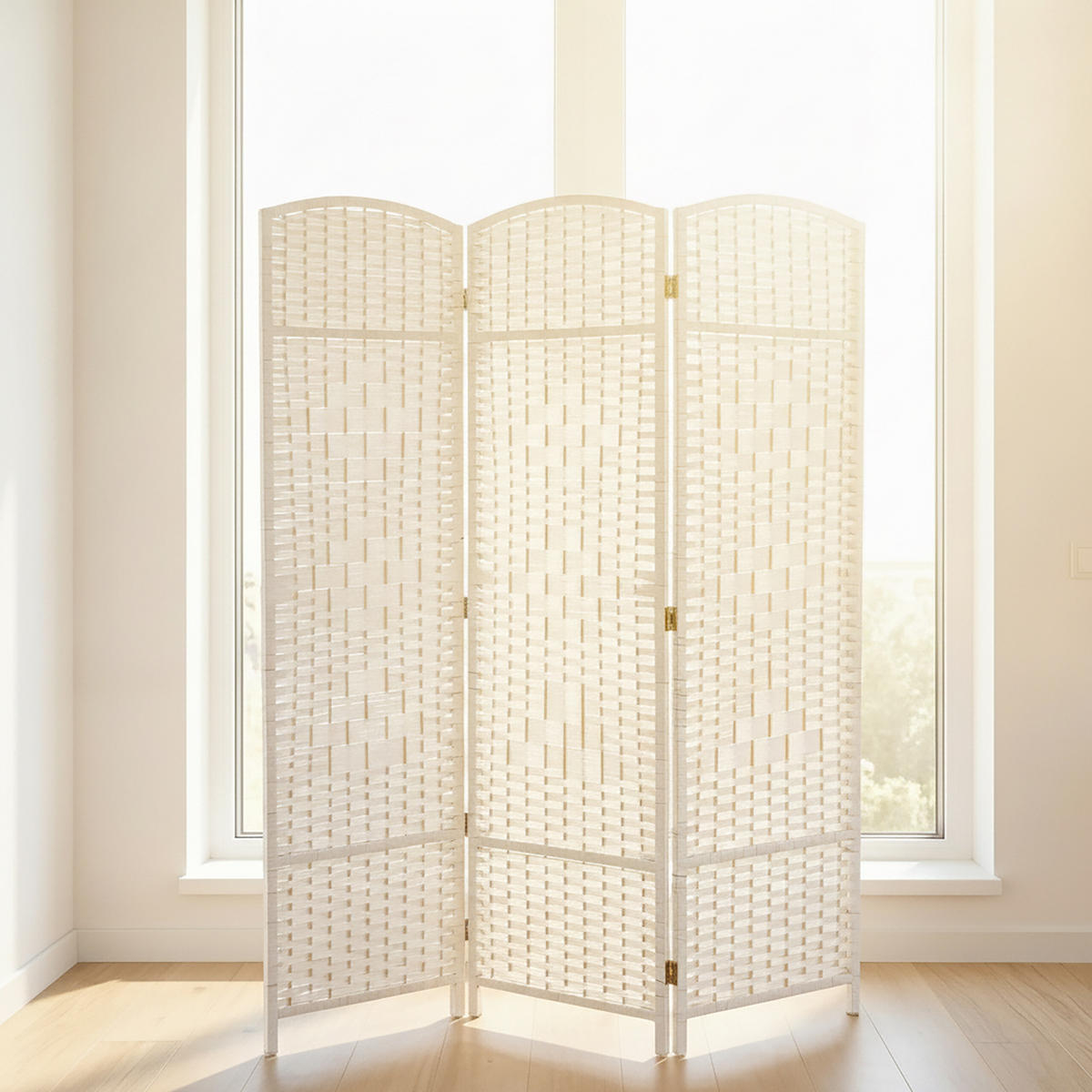 PARAVENT Weiß 3-teilig faltbar 170x120 cm - Weiß, Holz/Papier (120/170/2cm) - Relaxdays