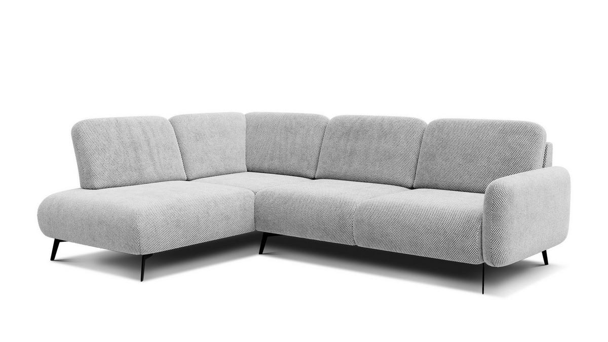 ECKSOFA FEBE 5-Sitzer links, hellgrau - Hellgrau/Schwarz, Holz/Textil (271/190cm) - Courtois Laville