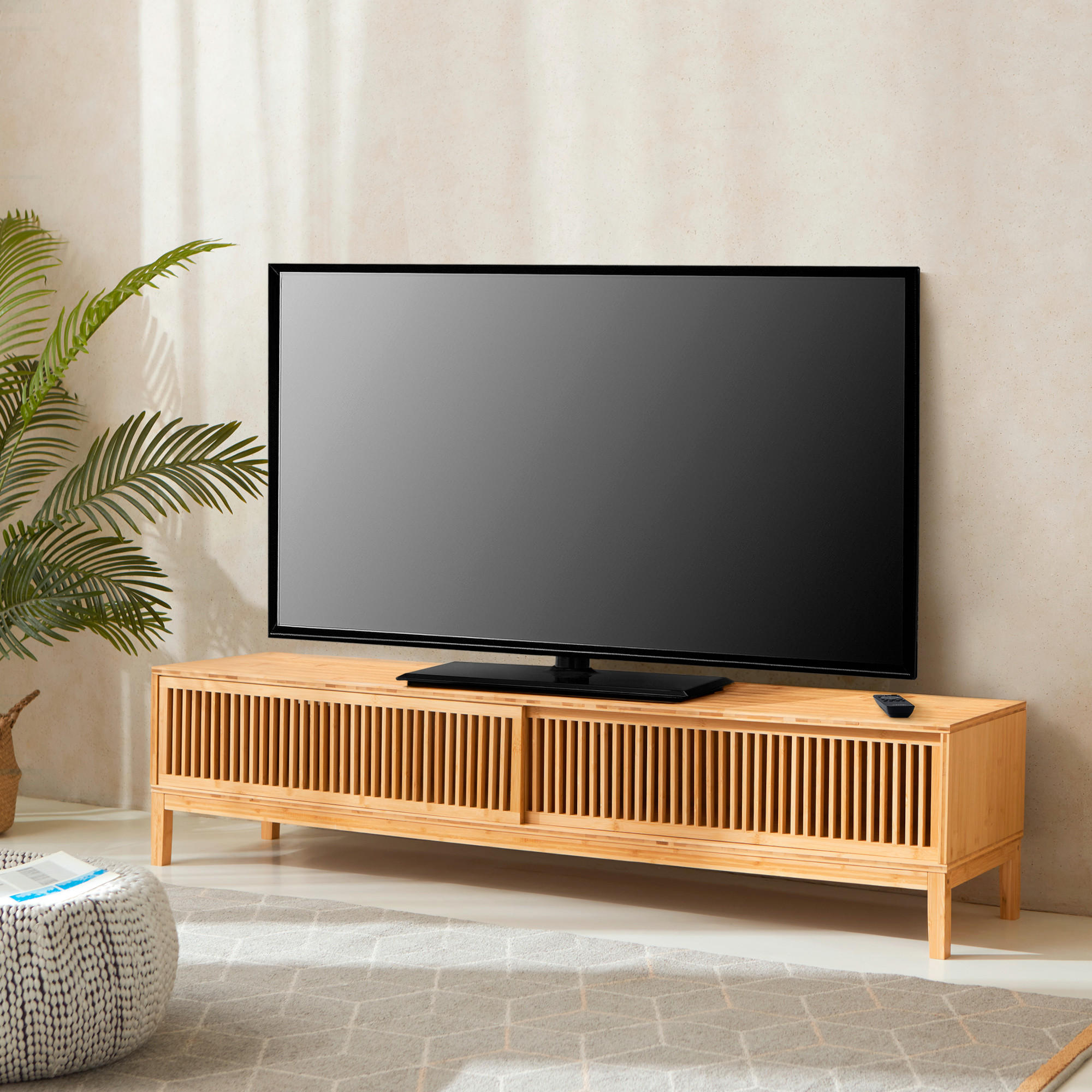 LOWBOARD Videbæk - Naturfarben, Holz (140/38/40cm) - [en.casa]