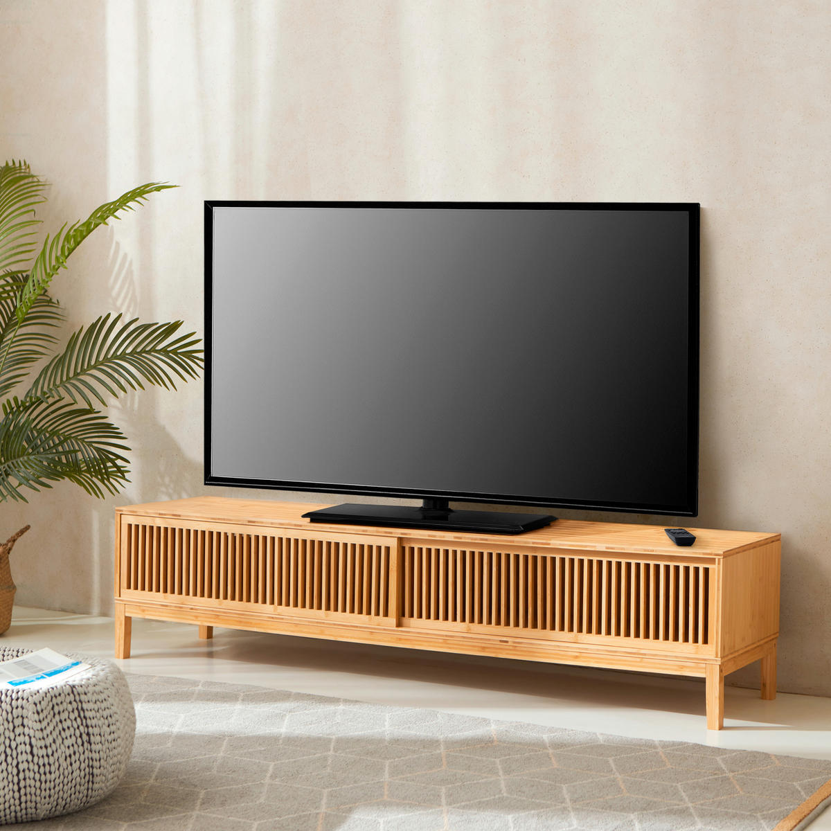 LOWBOARD Videbæk - Naturfarben, Holz (140/38/40cm) - [en.casa]