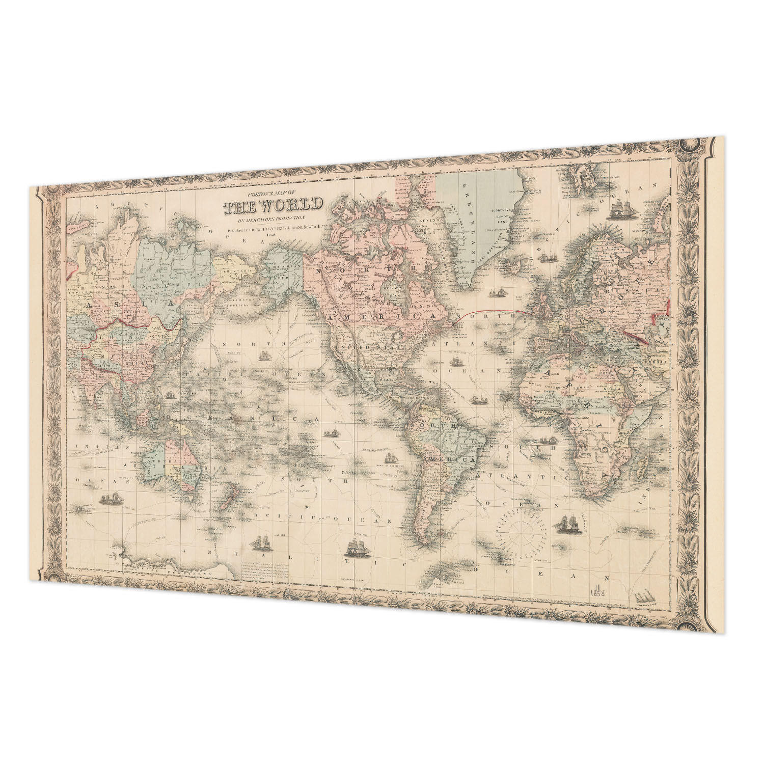FOTOTAPETE 416x254 cm - Historische Karte - Beige, Textil (416/254cm) - Wallfluent