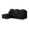 ECKSOFA TRAMA Schwarz Geflochtener Stoff mit Schlaffunktion - Schwarz, Holz (200/143cm) - MASSENO