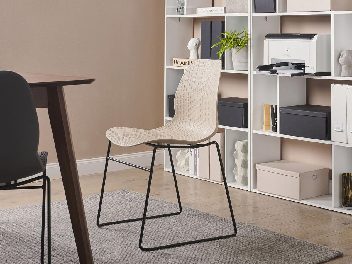 ESSZIMMERSTUHL 4er-Set Kunststoff Beige Panora - Beige, Kunststoff/Metall (44/80/50cm) - Beliani