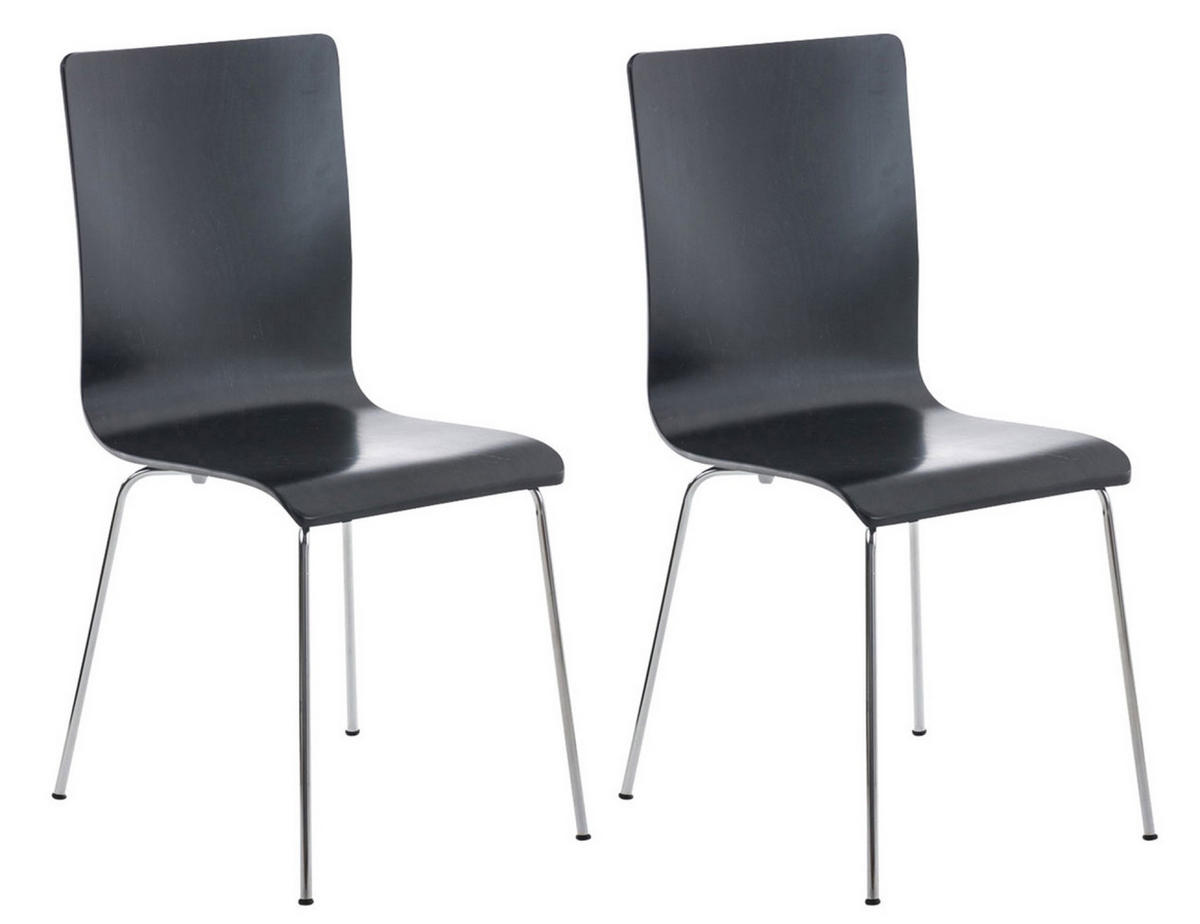 BESUCHERSTUHL Apeldoorn - 2er Set schwarz - Schwarz, Holz (43/87/47cm) - TPFLiving