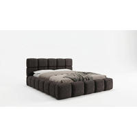 POLSTERBETT LOMBA 120x200 cm mit Bettkasten und Metall-Lattenrost – Bouclé Stoff Coral Schwarz - Schwarz, Textil (120/200cm) - Luxkor24
