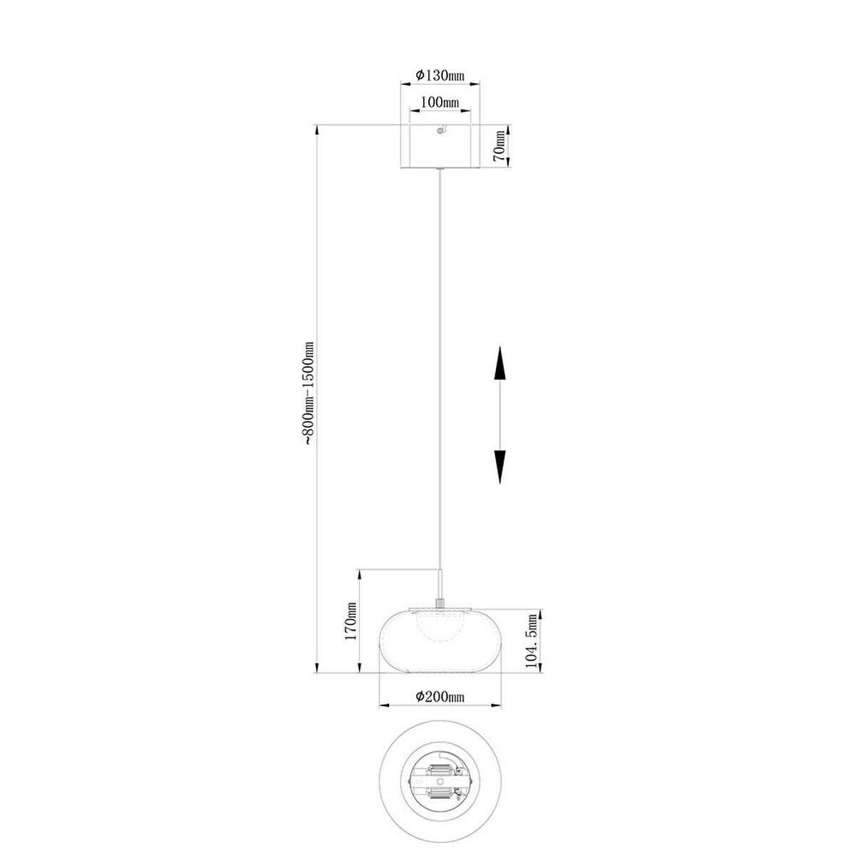 LED HÄNGELEUCHTE Metall Schwarz Glas Rauch - Bernsteinfarben, Glas (20/20/150cm) - Globo Lighting
