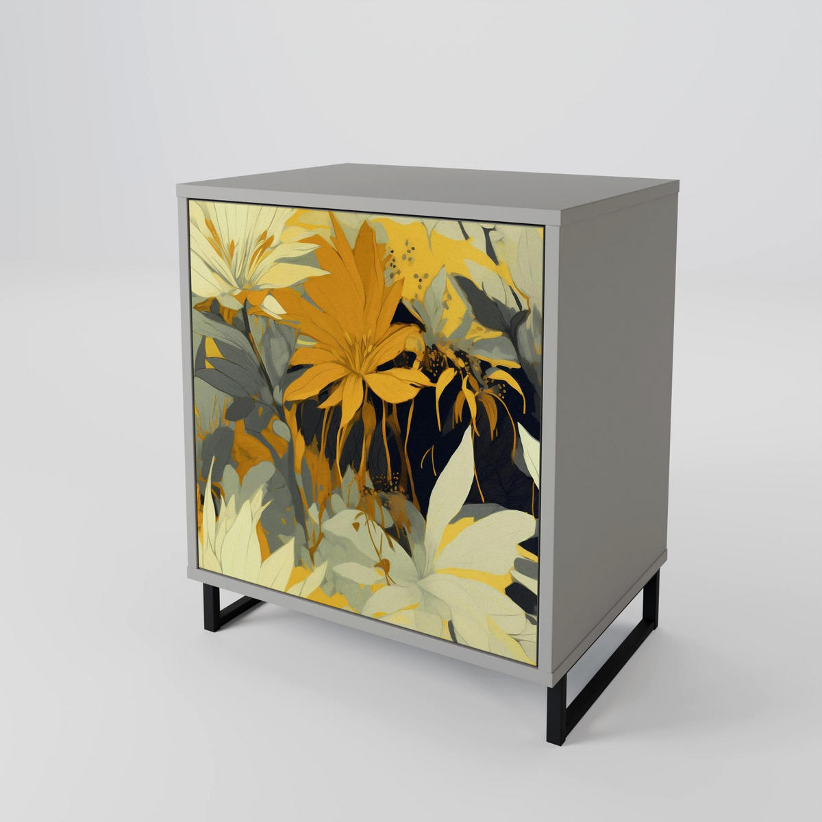 SIDEBOARD SUNKISSED LILY, Grau, 57,5x42x57,5 cm, Ohne Füße - Multicolor/Grau, Holzwerkstoff (57.5/57.5/42cm) - SpaceRebels