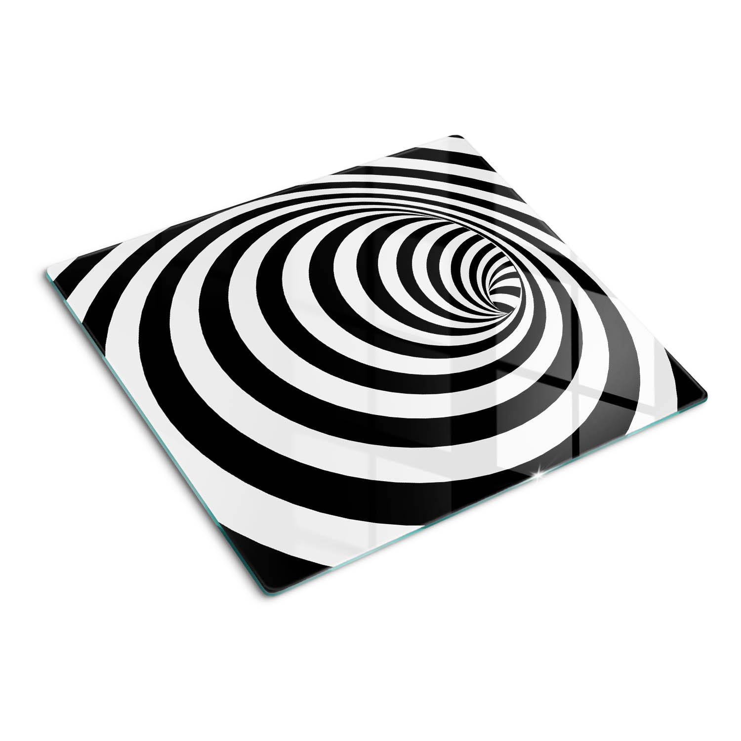 GLASPLATTE 60x52 cm Spirale mit Streifen - Schwarz, Glas (60/0.4/52cm) - TULUP