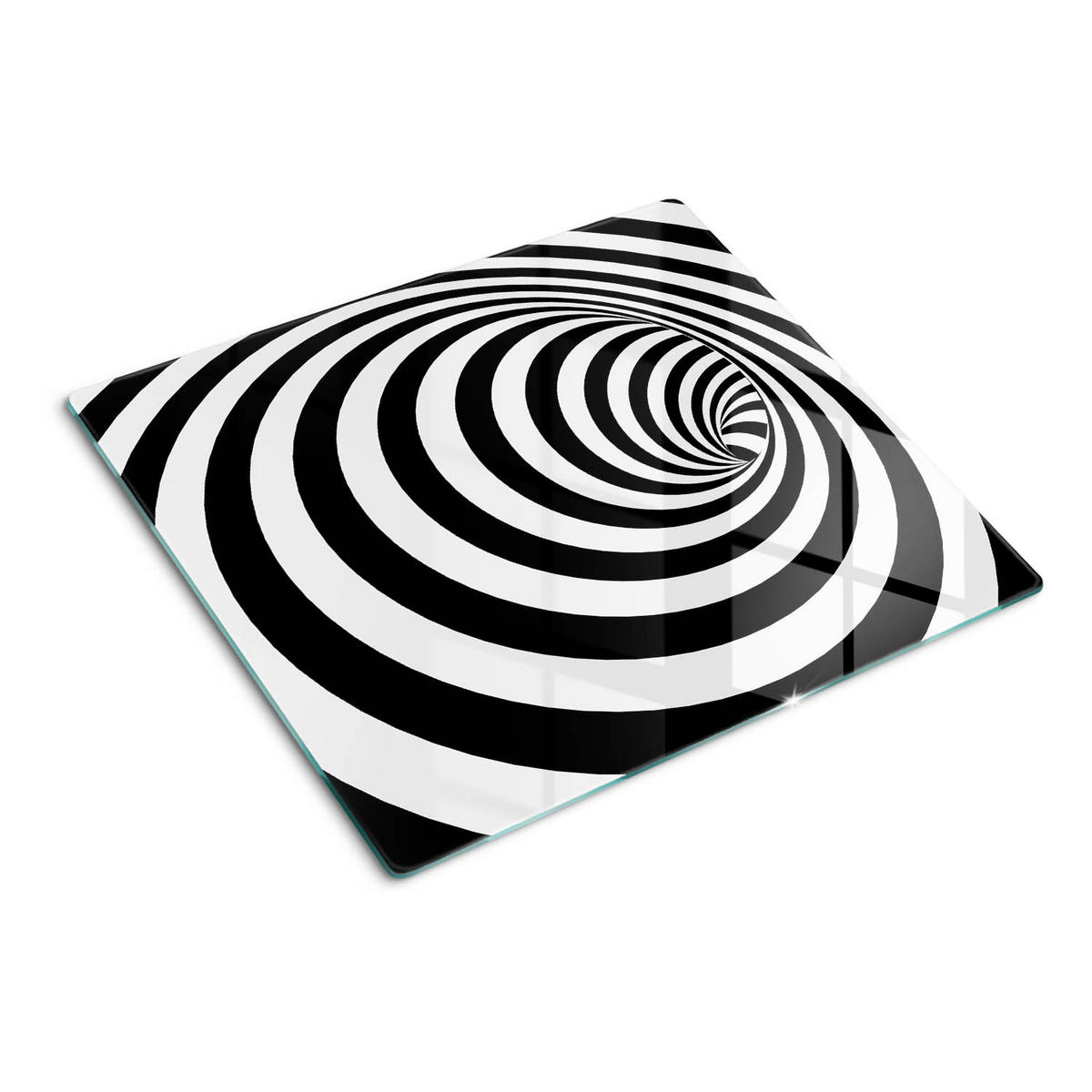 GLASPLATTE 60x52 cm Spirale mit Streifen - Schwarz, Glas (60/0.4/52cm) - TULUP