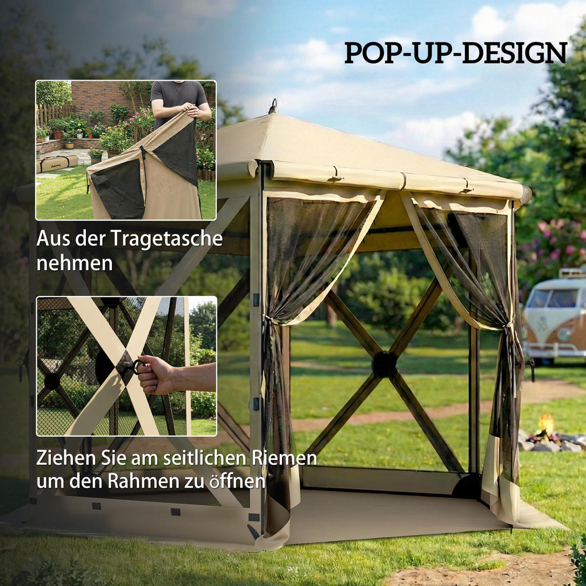 FALTPAVILLON Oxford-Stoff Khaki - Braun, Textil (260/221/300cm) - Outsunny