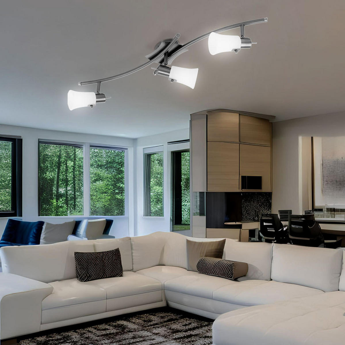 LED DECKENLEUCHTE Busto Silber Stahl Glas - Silberfarben, Glas (76.5/10/10cm)