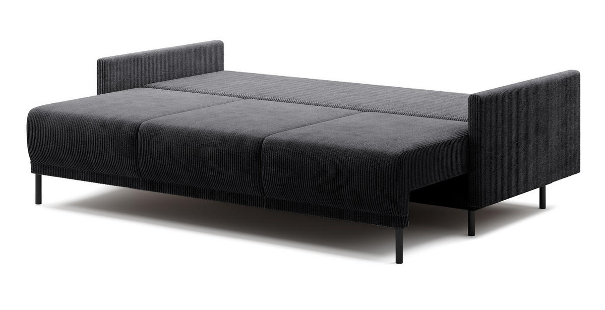 SCHLAFSOFA Hamiel Graublau Cordbezug 212 cm - Dunkelgrau/Schwarz, Holz/Textil (212/87/97cm) - Selsey