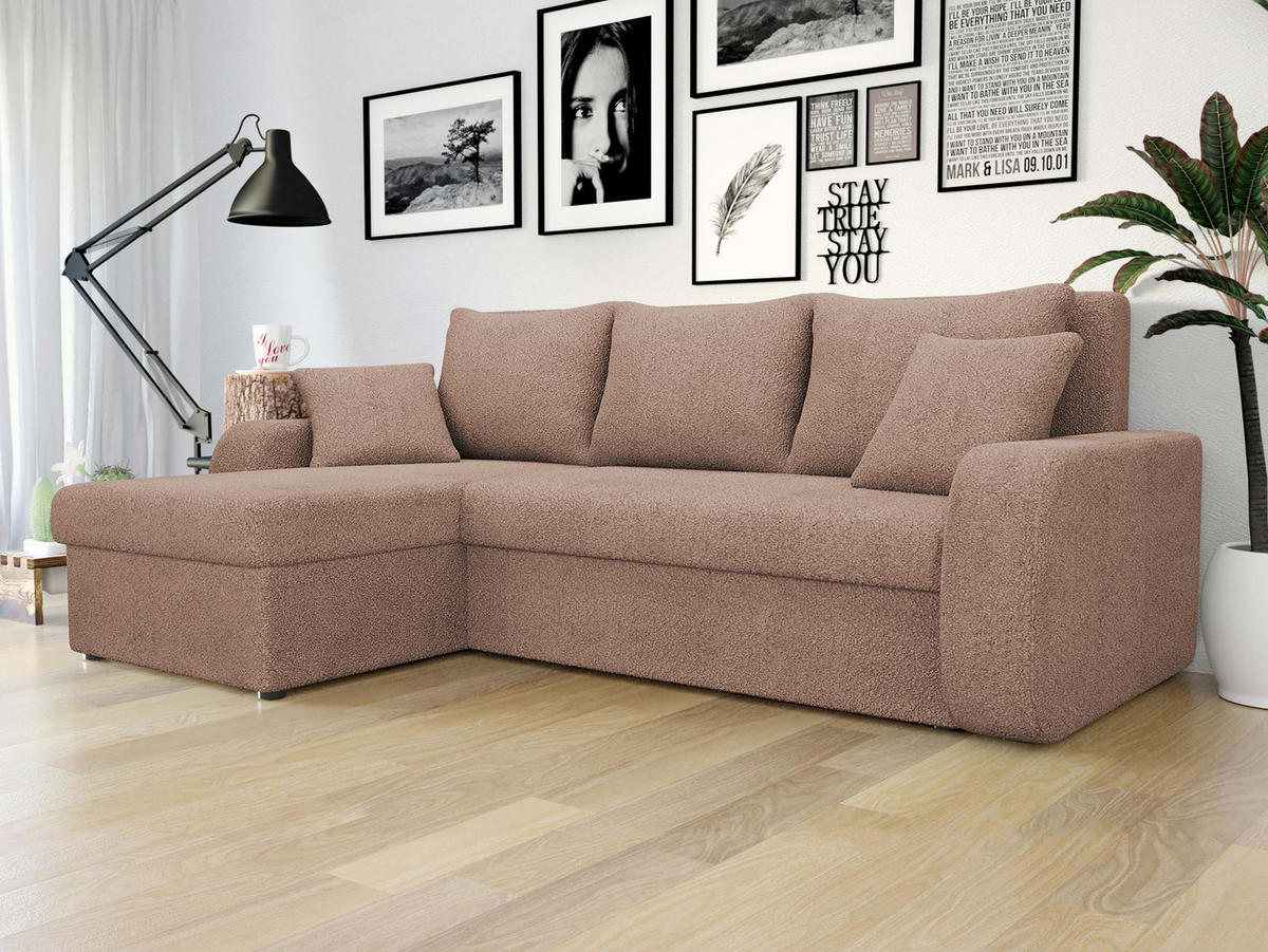 ECKSOFA Kris Lux - Schwarz/Rosa, Holz/Kunststoff (238/147cm) - MIRJAN24