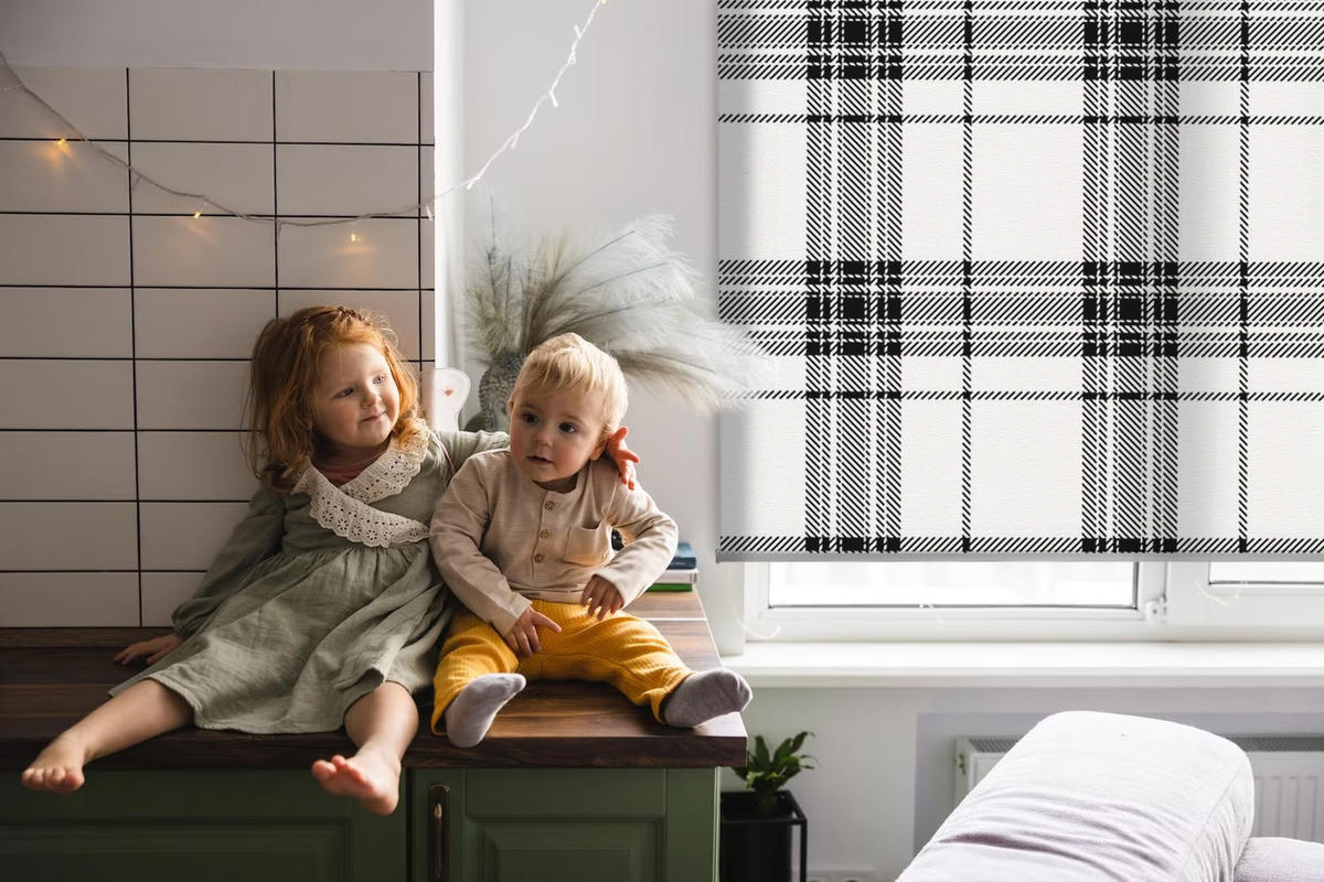 VNÚTORNÁ roleta - okenná roleta - roleta - 100x100 cm - Sivý tartan - sivá, plast (100/100/0.5cm) - TULUP
