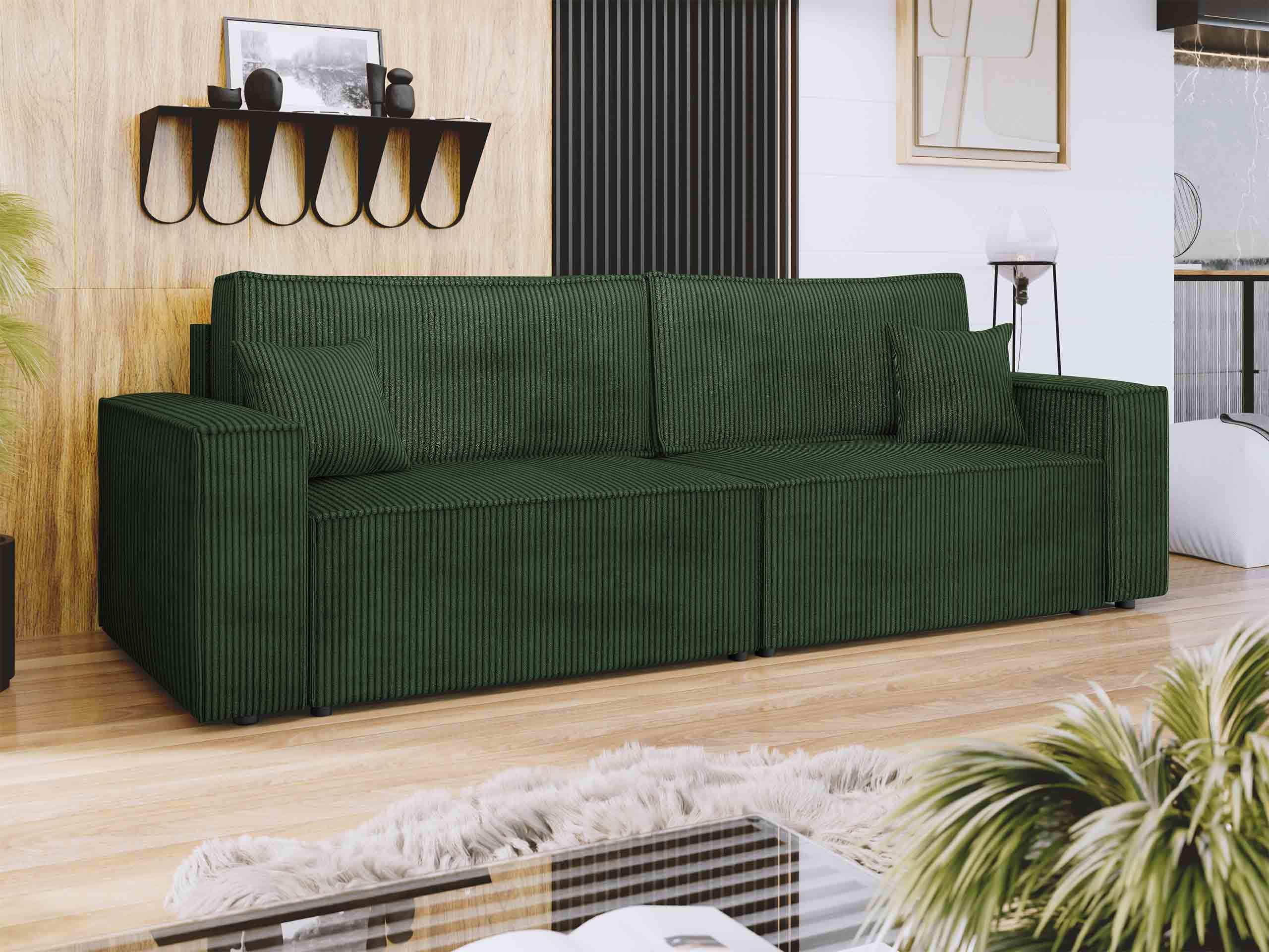 SCHLAFSOFA Karl Cord - Schwarz/Grün, Holz/Kunststoff (245/82/90cm) - MIRJAN24