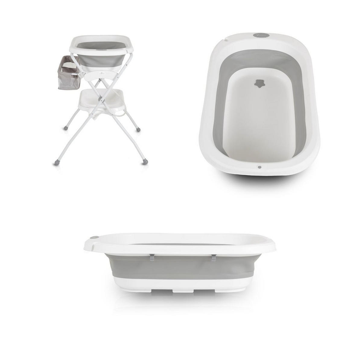 BABYWANNE Wickeltisch Como 2 in 1 grau faltbar, Wickelauflage, Zubehörfach - Grau, Kunststoff (85/72cm) - Cangaroo