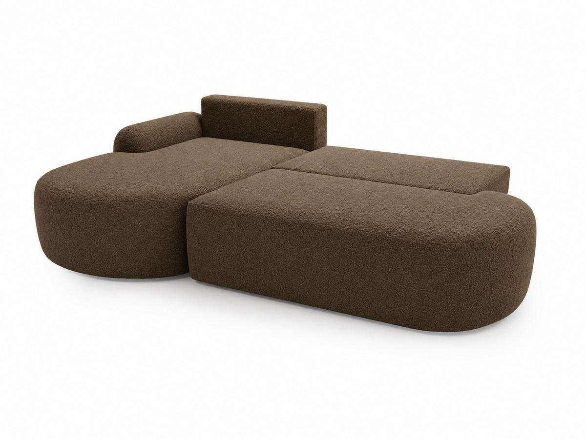 ECKSOFA Aurio O Bouclé-Stoff Braun Links - Braun, Holz/Textil (271/177cm) - Graingold