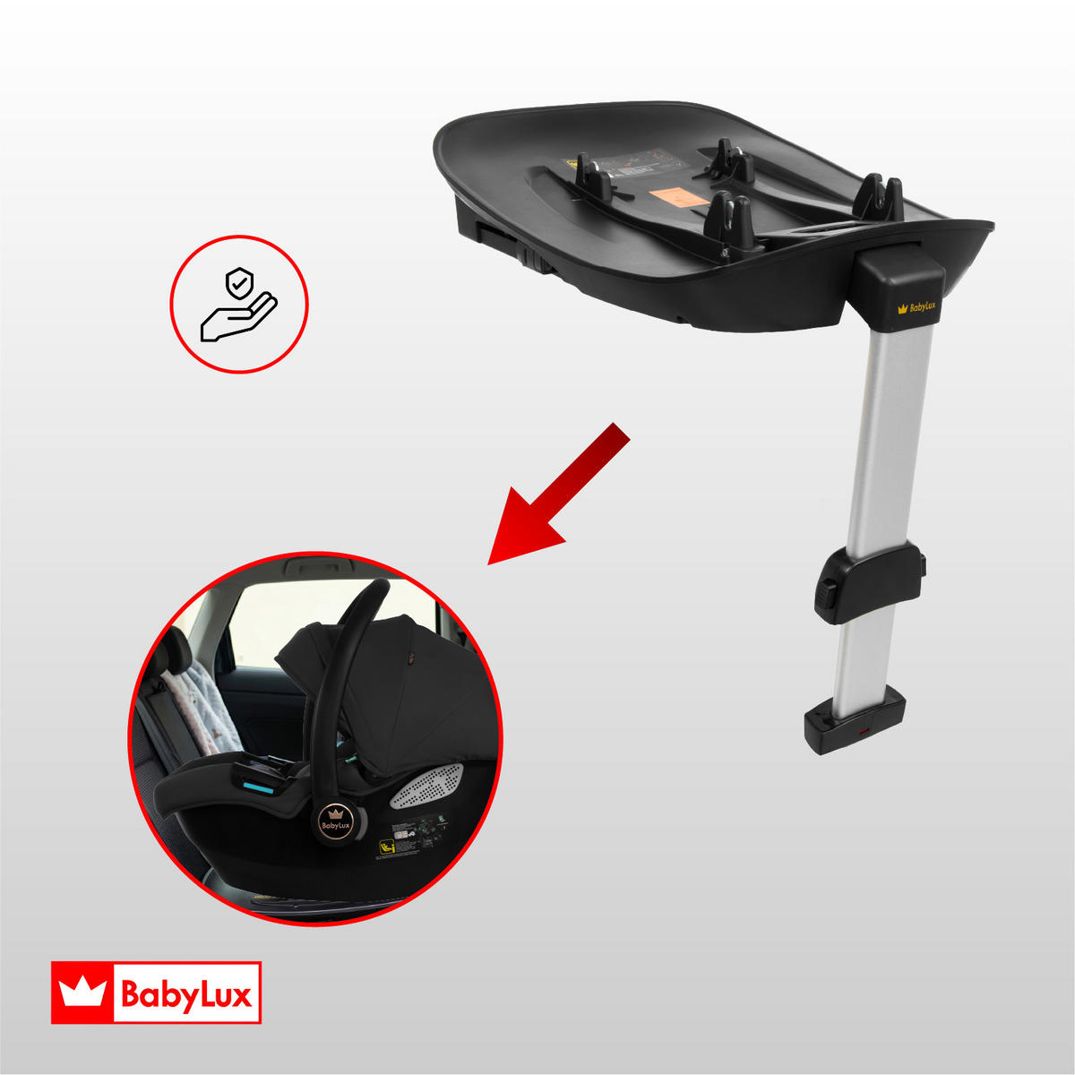 KINDERWAGEN Castor 4in1 Schwarz Babywanne, Reisebuggy, Autositz, Isofix Basis - Schwarz, Textil/Metall (58/98cm) - BabyLux