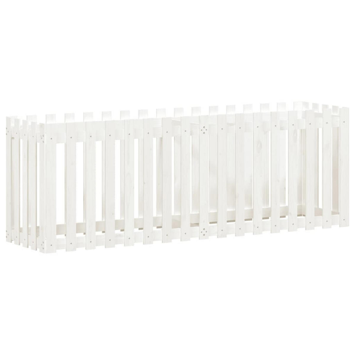 HOCHBEET Lattenzaun-Design Weiß 200x50x70 cm Massivholz Kiefer - Weiß, Holz (50/70/200cm) - furnicato