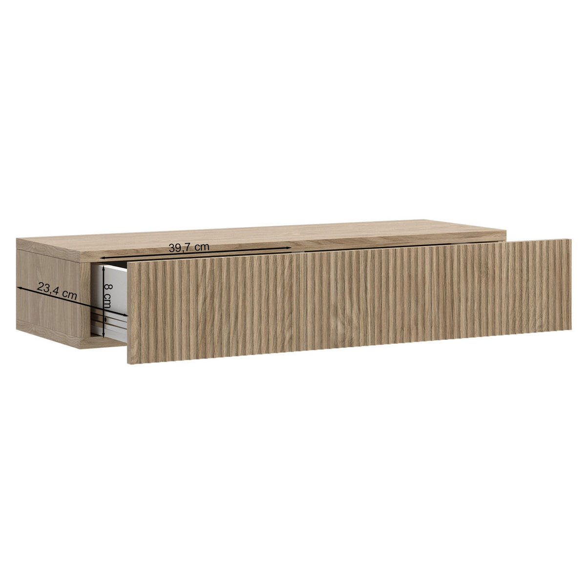 HÄNGEKONSOLE Nolie Eichenholzoptik mit Schublade 90 cm - Eichefarben, Holzwerkstoff (90/17/35.6cm) - Selsey