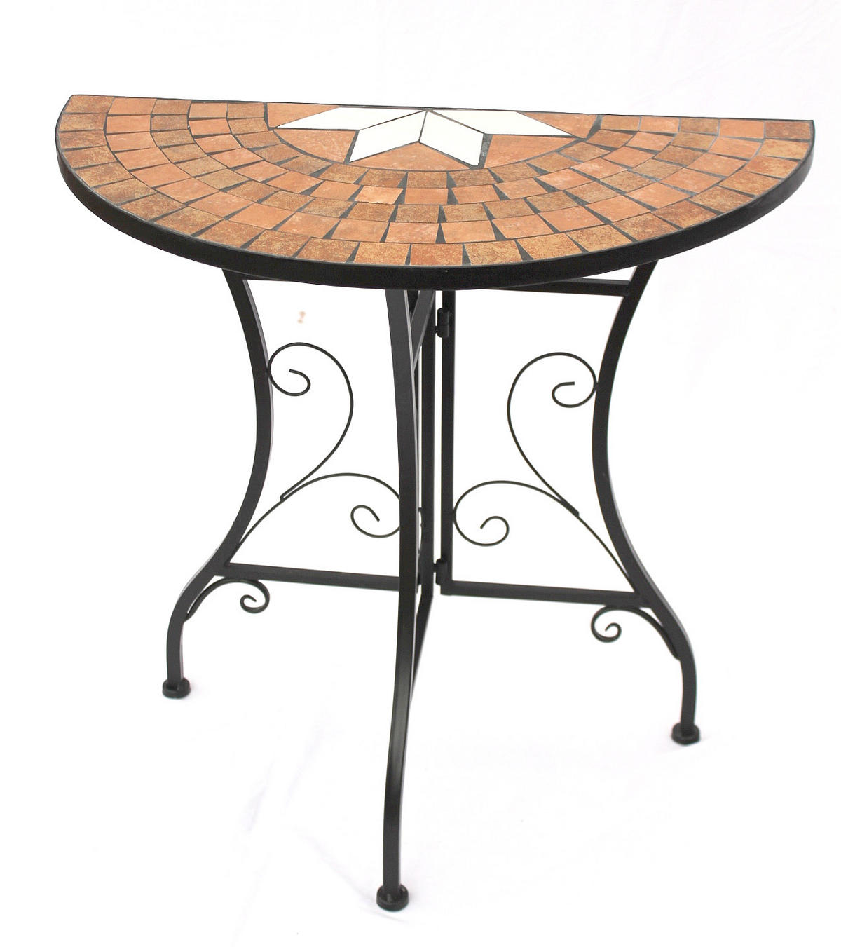 WANDTISCH Halbrund Metall Mosaik 70 cm 120041 - Schwarz, Metall (35/70/72cm) - DanDiBo