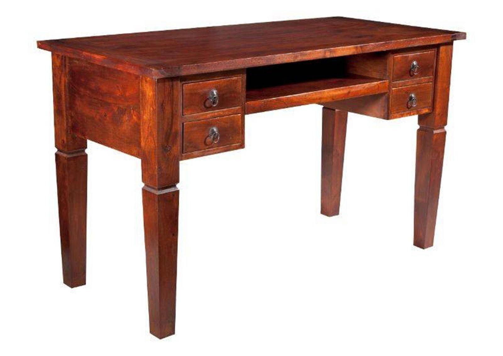 SCHREIBTISCH Akazie 130x60x77 nougat lackiert OXFORD #506 - Dunkelbraun, Holz (60/130/77cm) - Massivmoebel24