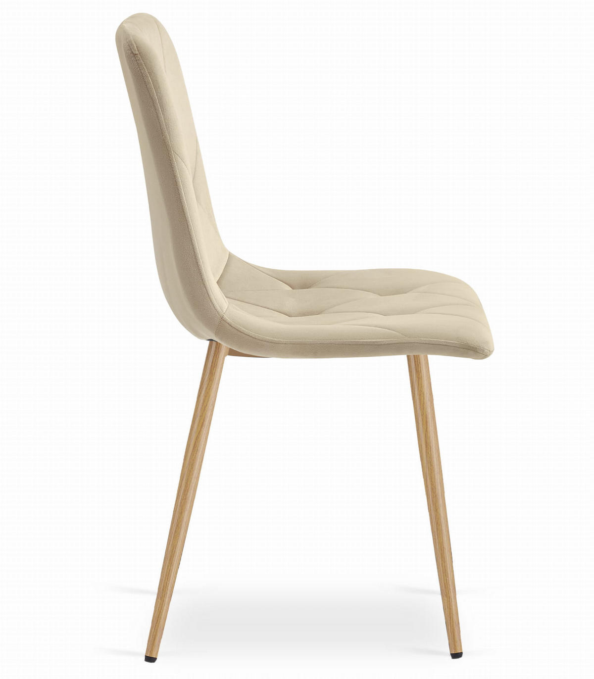 STUHL BOSA 6-er Set, Beige, Metallbeine in Holzfarbe - Beige, Textil/Metall (44/89/40cm) - Komodee