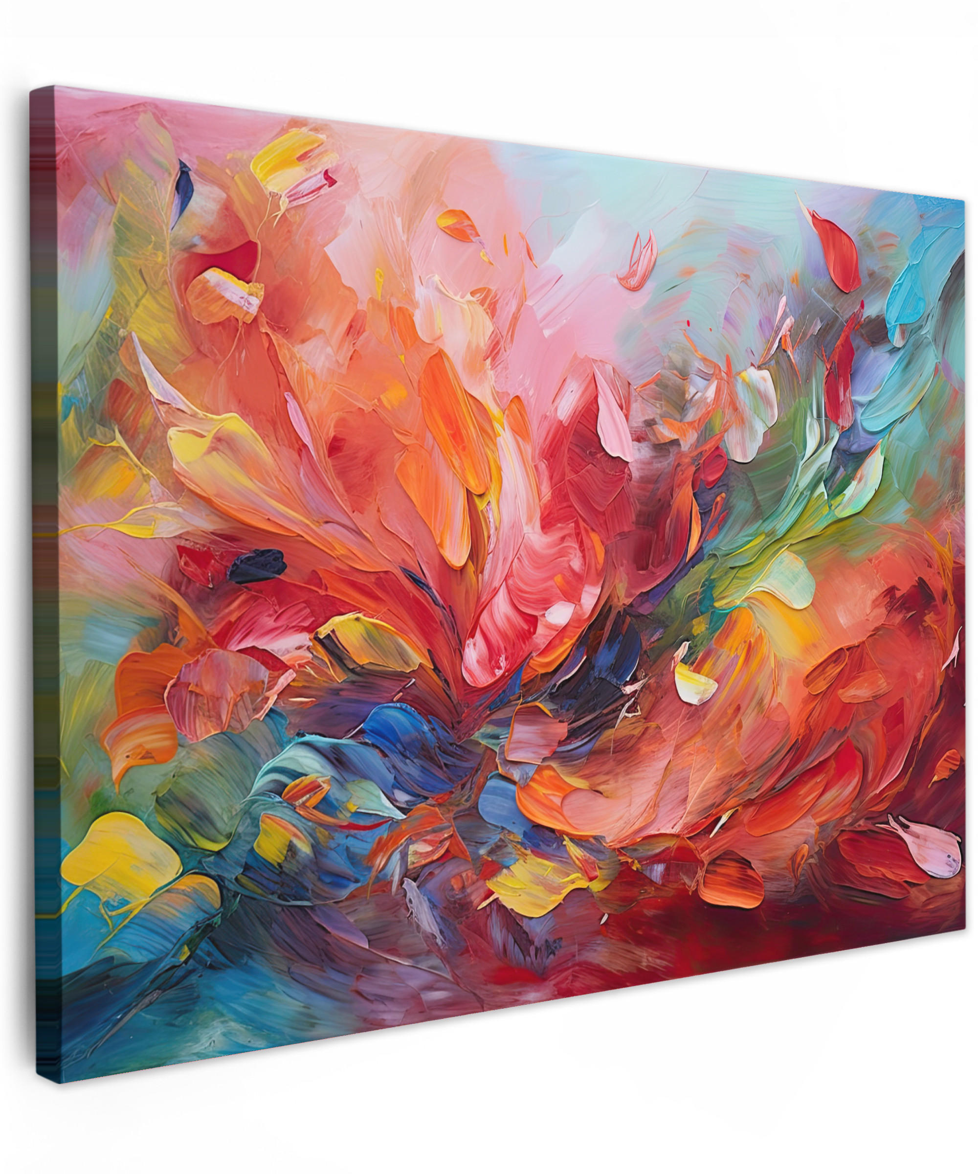 LEINWANDBILD Ölgemälde - Kunst - Abstrakt - Farbenfroh Wandbilder 80x60 cm - Altrosa, Textil (80/60cm) - MuchoWow