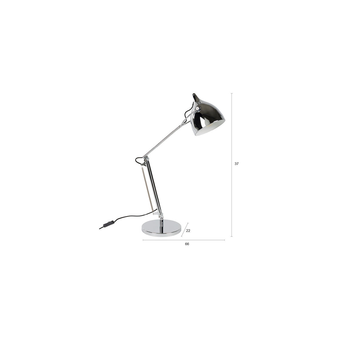 SCHREIBTISCHLAMPE Reader Chrom - Silberfarben, Metall (66/22/37cm) - Zuiver