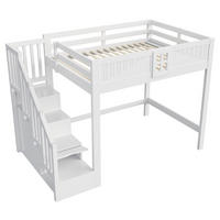 HOCHBETT 140/200 cm mit Stauraumleiter, DE-41580, in Weiß - Weiß, Holzwerkstoff (140/200cm) - ComfortXL