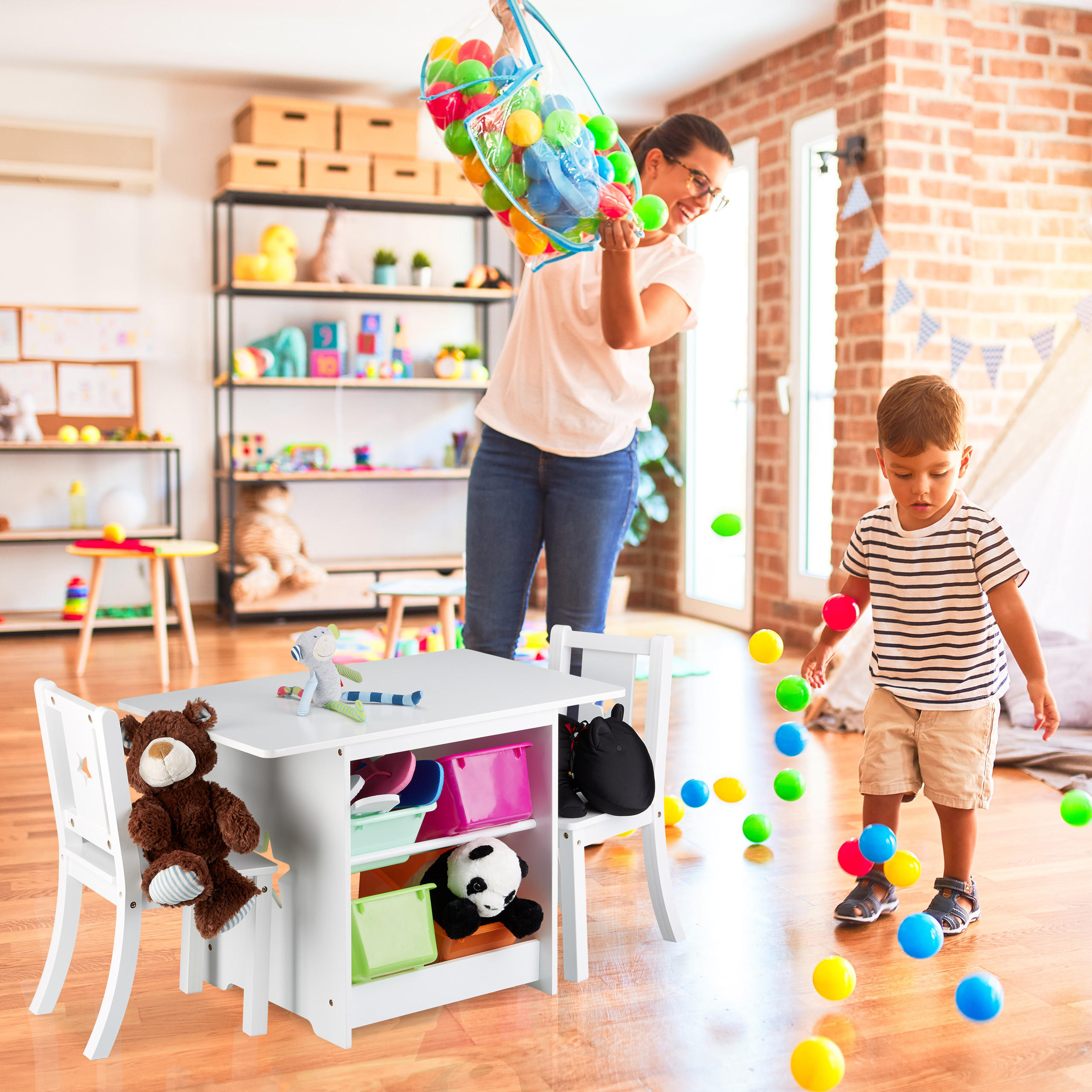 KINDERSITZGRUPPEPE - Weiß, Holzwerkstoff/Kunststoff (75/56/46cm) - Relaxdays
