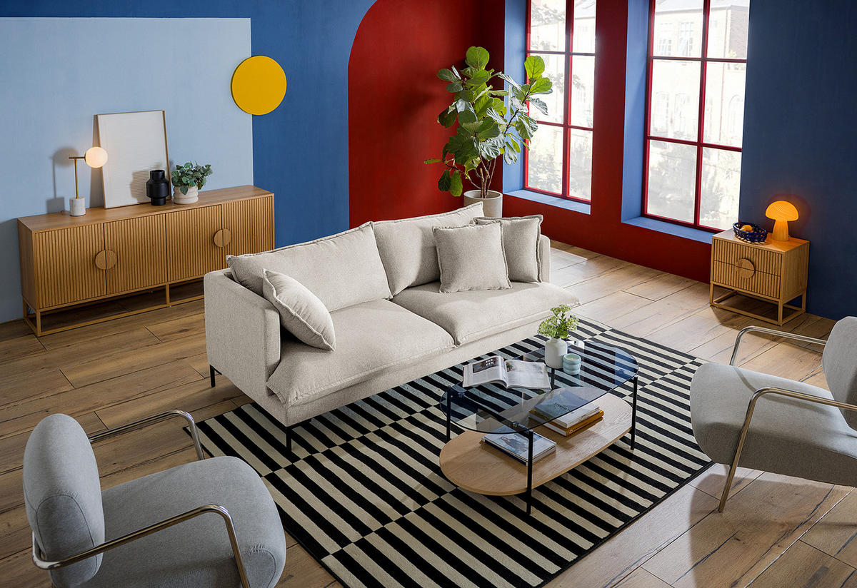 SIDEBOARD - Echtholzfurnier - Eichefarben, Holzwerkstoff (180/75/40cm) - home24