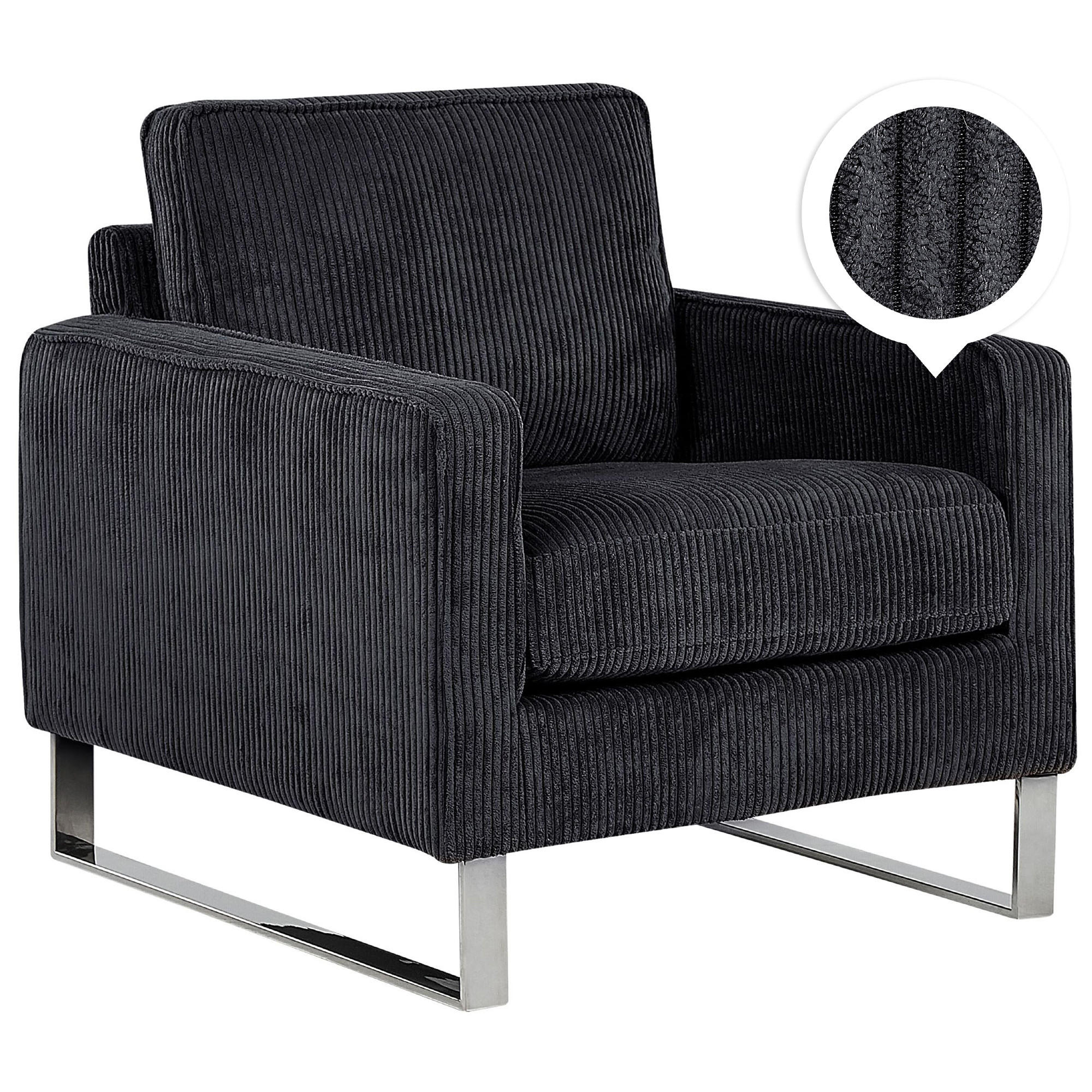SESSEL Cord Schwarz Vind - Schwarz, Textil/Metall (76/82/82cm) - Beliani