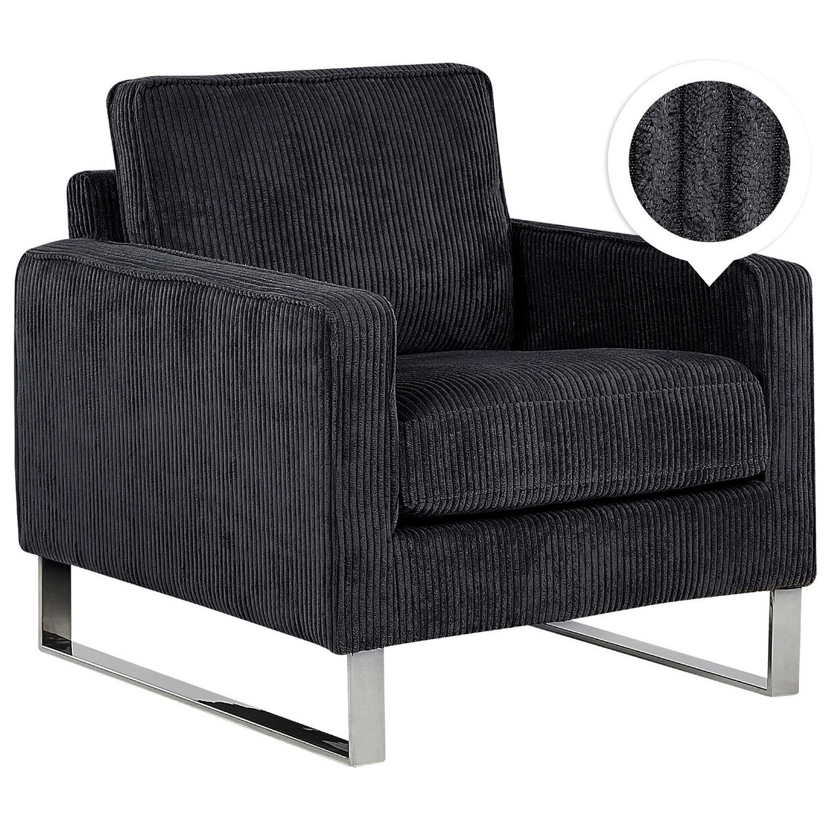 SESSEL Cord Schwarz Vind - Schwarz, Textil/Metall (76/82/82cm) - Beliani