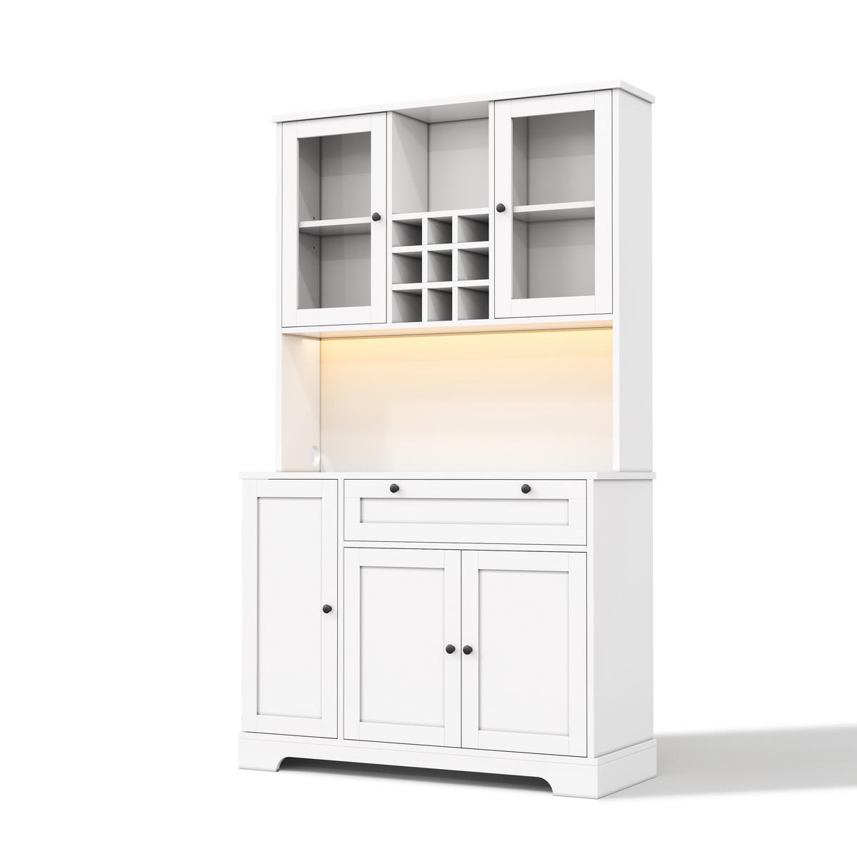 DONJI kuhinjski element, 180/105/40 cm, MDF bijela, s LED rasvjetom i utičnom letvom - bijela, drvni materijal (105/180/40cm) - BEAOK