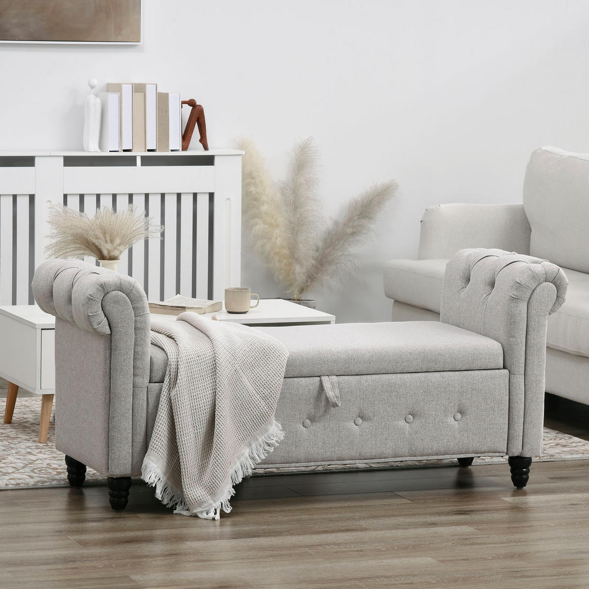 TRUHENBANK DE-16371 2-in-1 mit Stauraum Grau - Grau, Textil (146.5/72/49cm) - ComfortXL