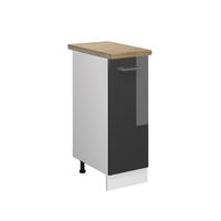 APOTHEKERSCHRANK R-Line Anthrazit Hochglanz 30 cm, AP Eiche - Schwarz Hochglanz/Anthrazit, Holzwerkstoff (30/81.6/60cm) - Vicco