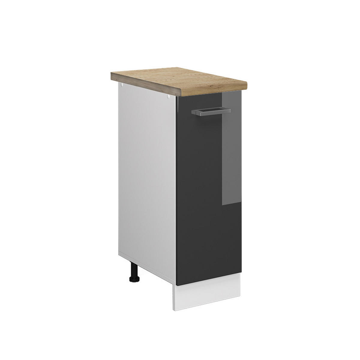 APOTHEKERSCHRANK R-Line Anthrazit Hochglanz 30 cm, AP Eiche - Schwarz Hochglanz/Anthrazit, Holzwerkstoff (30/81.6/60cm) - Vicco