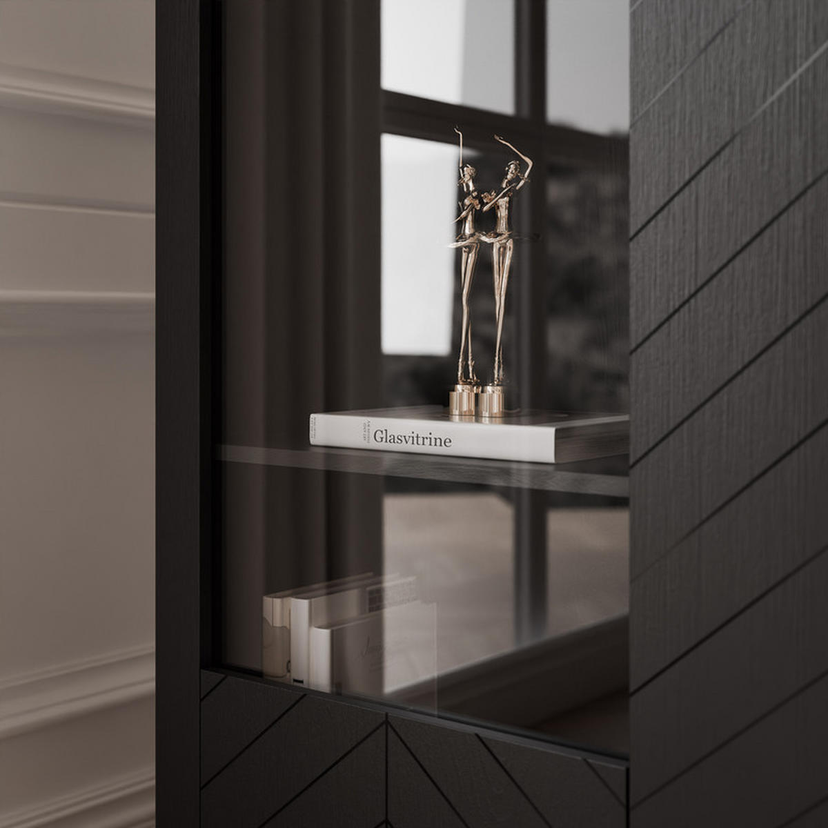 VITRINE LORIEN 103 cm Schwarz - Schwarz, Holzwerkstoff/Metall (103/145.1/40.6cm) - Idohome