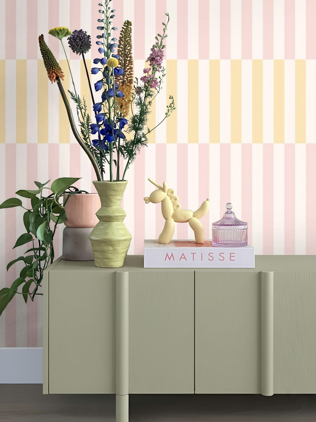 FOTOTAPETE Streifen 2.5 x 2.79 m - Pink, Papier (250/279cm) - ESTAhome