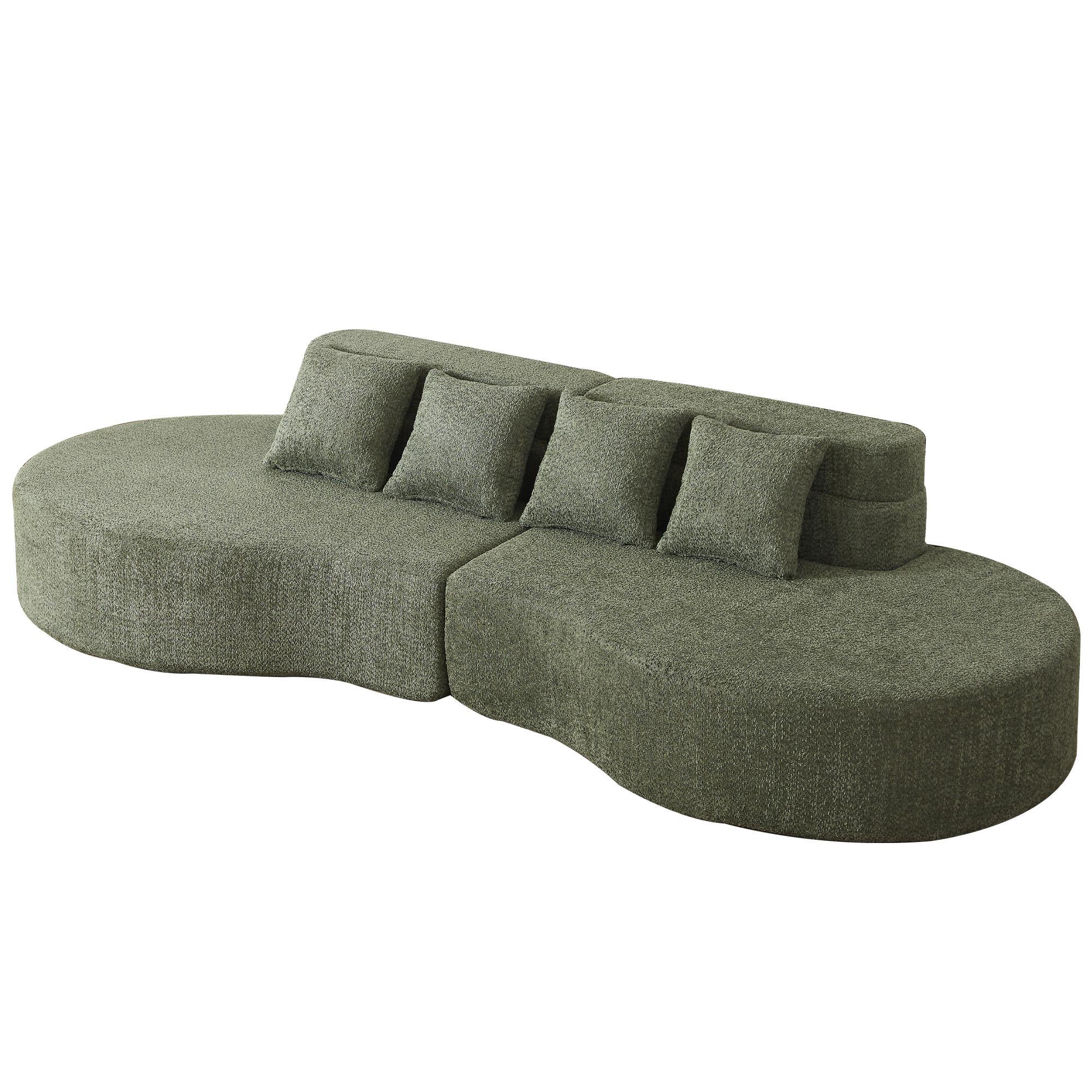 4-SITZER-SOFA DE-34556 Modularer Memory-Schaum Grün - Grün, Textil (110/65/310cm) - ComfortXL