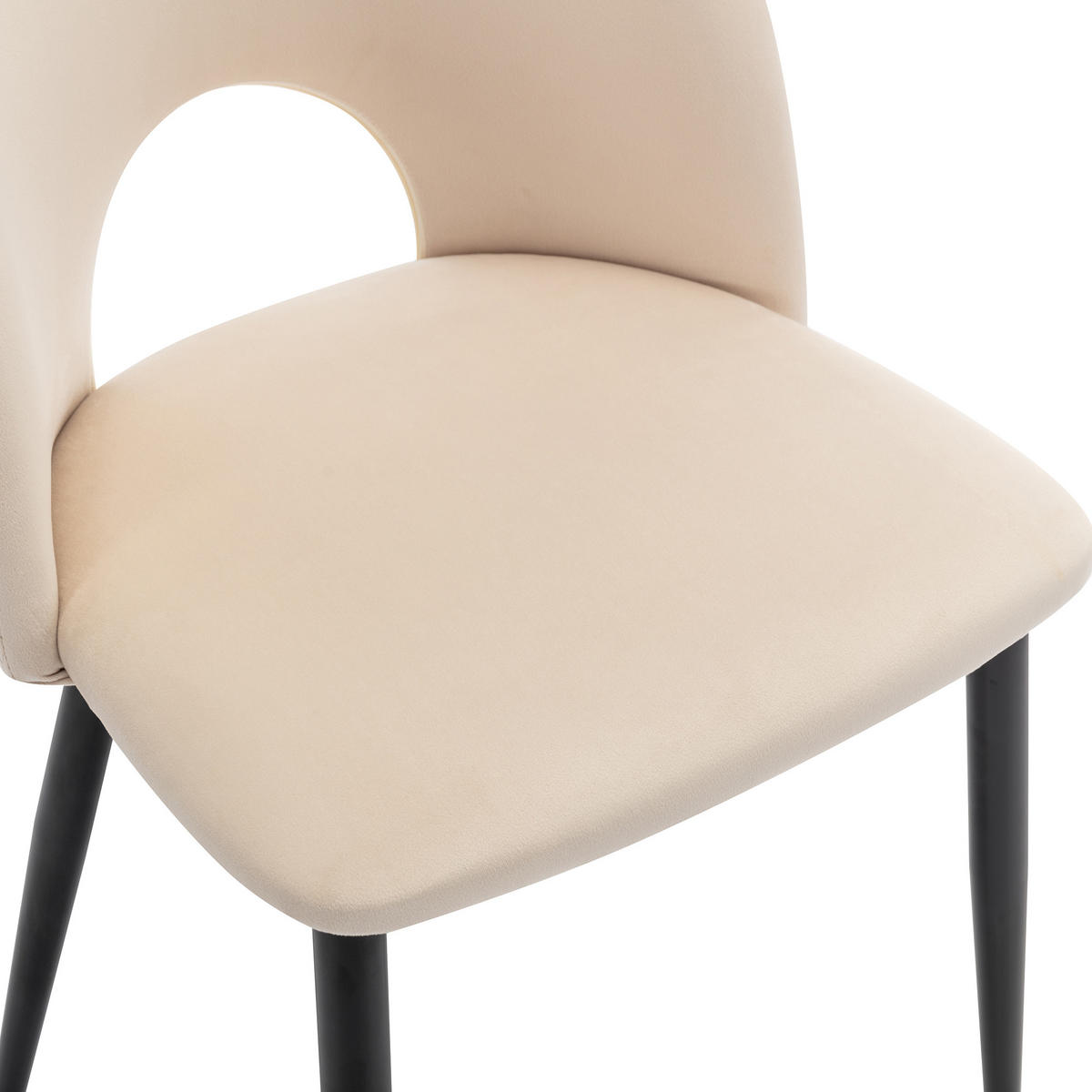 ESSZIMMERSTUHL 2-Tlg Samt Beige, Metallgestell, Diamant Rücken - Beige, Textil (47/84/44cm) - FLIEKS